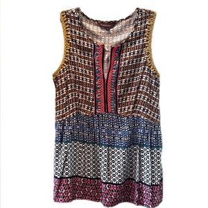 Ranna Gill Dahshur Printed Sleeveless Blouse Top Size Small